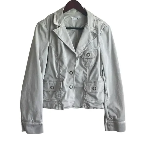 To The Max Womens Utility Jacket L Ivory Military Safari Stretch Cotton - Picture 1 of 12